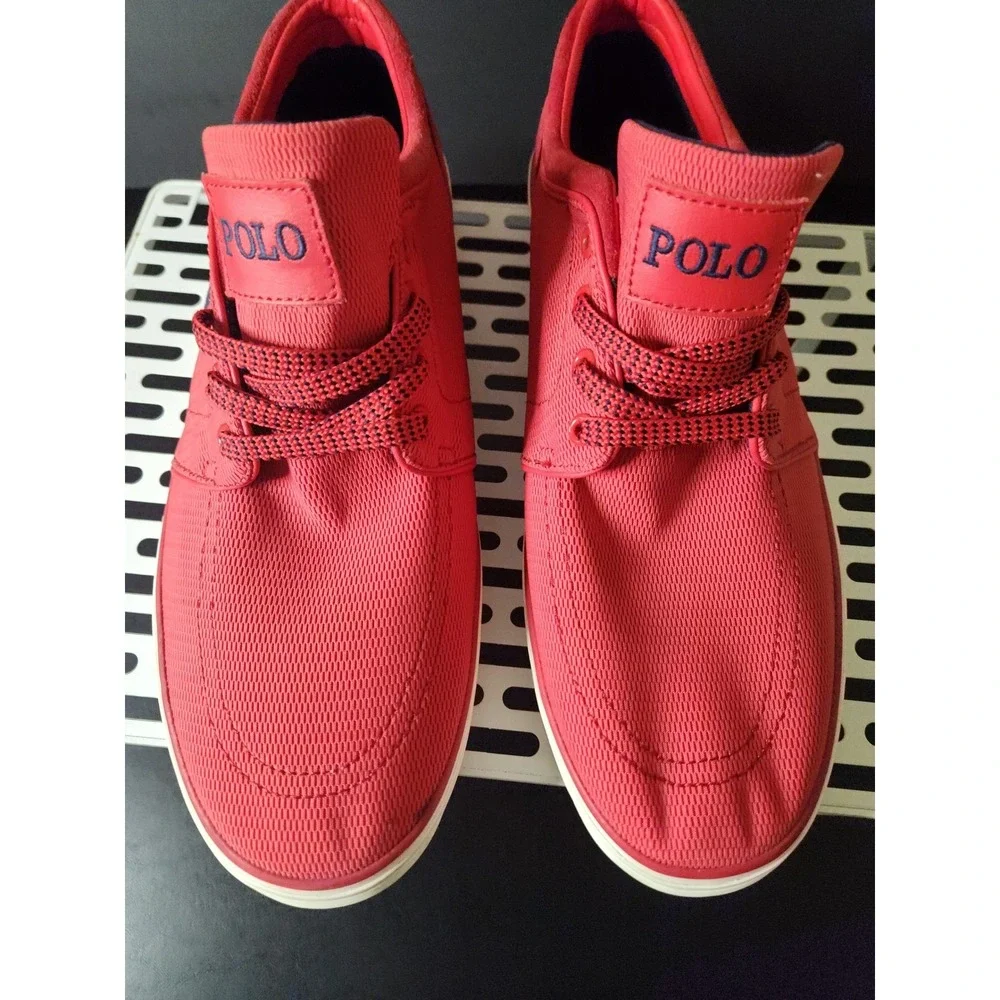 Polo Ralph Lauren Faxon Low Red Mesh Suede Sneakers Mens 13D 13297 D16